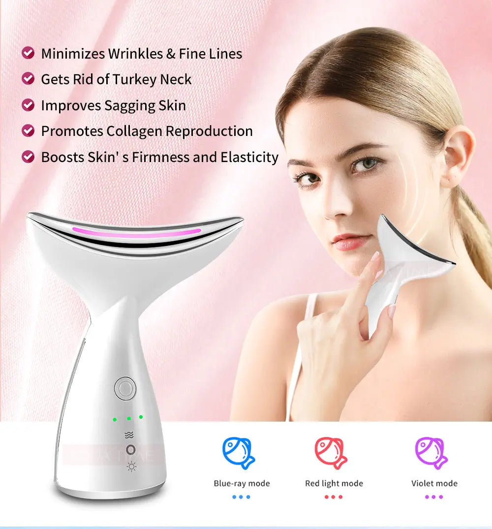 EMS Microcurrent Neck & Face Beauty Device – LED Photon Therapy Skin Lifting Massager Innovationwtech