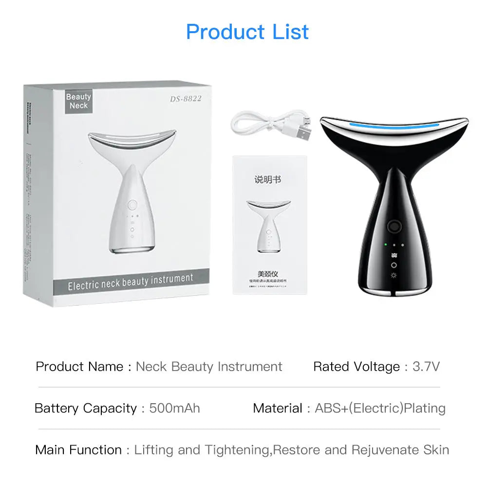 EMS Microcurrent Neck & Face Beauty Device – LED Photon Therapy Skin Lifting Massager Innovationwtech