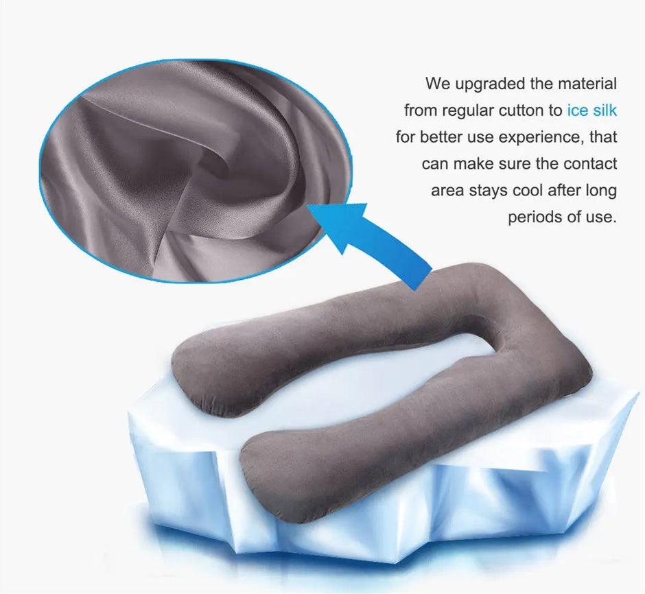 U-Shape Maternity Pillow – Cooling Ice Silk Pregnancy Sleeping Support Pillow Innovationwtech