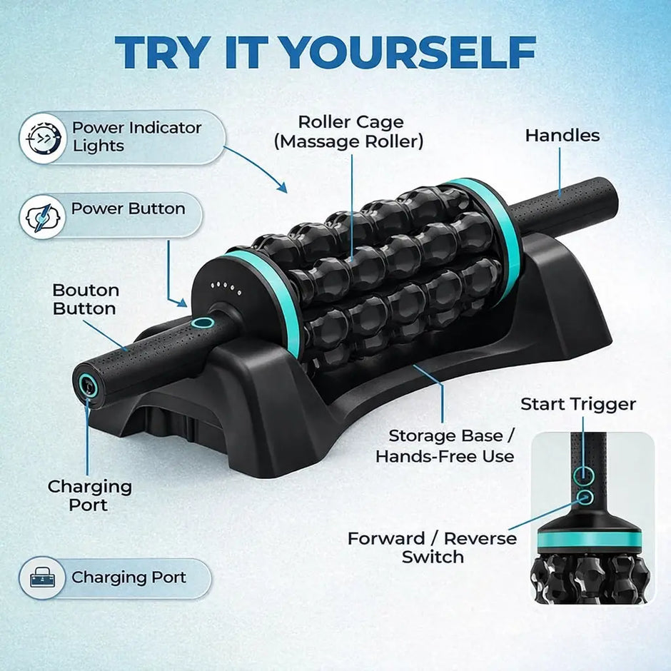 Muscle Relaxation Handheld Electric Rollers Massager Back Foot Leg Massager Innovationwtech