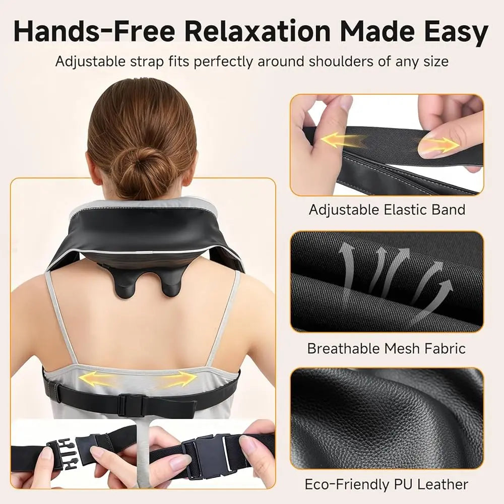 USB Rechargeable Neck & Shoulder Massager – Deep Kneading Trapezoid Muscle Relaxation Shawl Vogueen