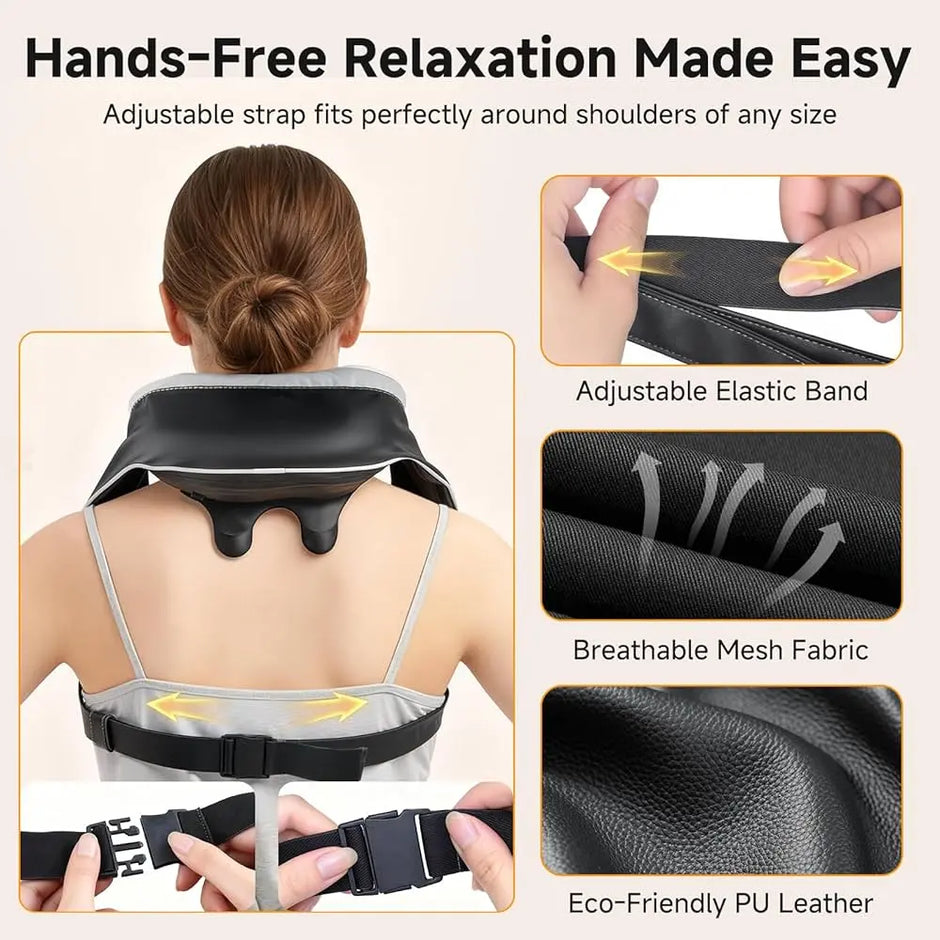 USB Rechargeable Neck & Shoulder Massager – Deep Kneading Trapezoid Muscle Relaxation Shawl Vogueen