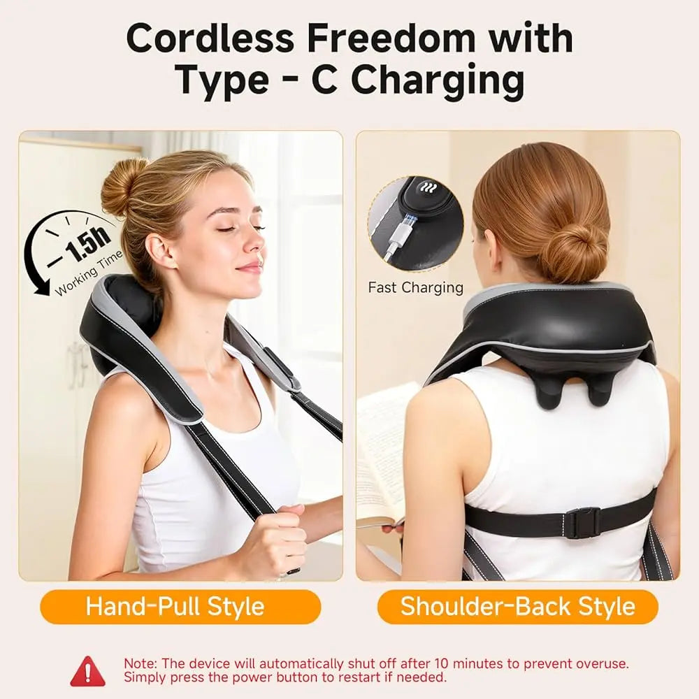 USB Rechargeable Neck & Shoulder Massager – Deep Kneading Trapezoid Muscle Relaxation Shawl Vogueen