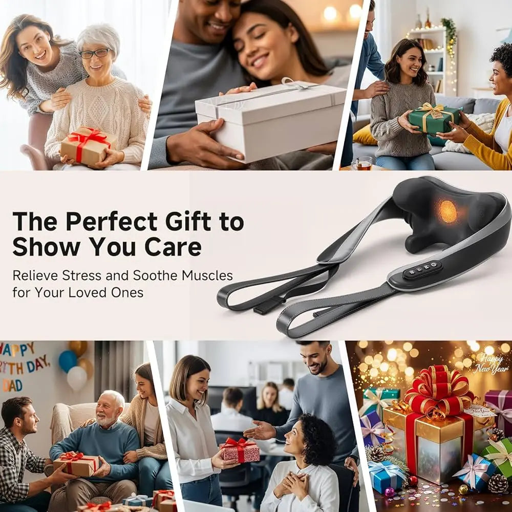 USB Rechargeable Neck & Shoulder Massager – Deep Kneading Trapezoid Muscle Relaxation Shawl Vogueen
