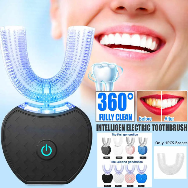 360° Intelligent Electric Toothbrush – Waterproof U-Shape Automatic Whitening Toothbrush Vogueen