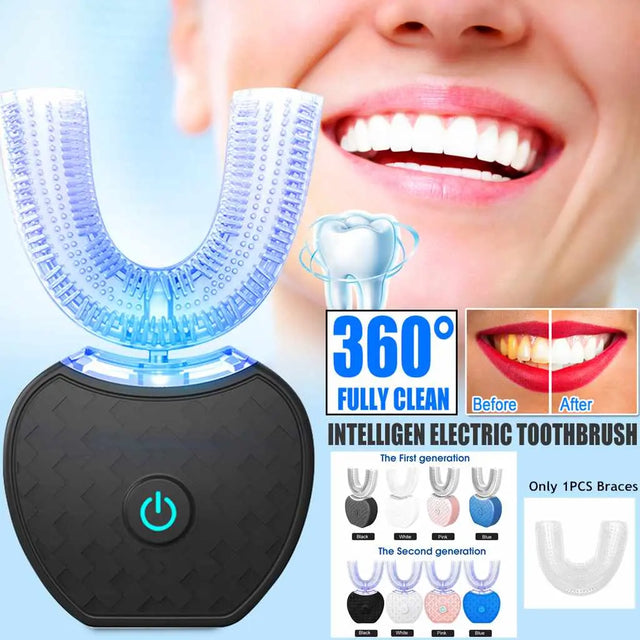 360° Intelligent Electric Toothbrush – Waterproof U-Shape Automatic Whitening Toothbrush Vogueen